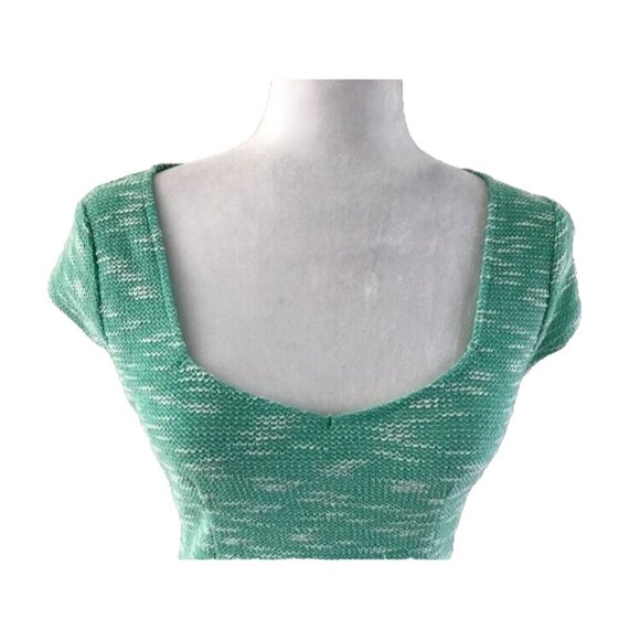 ANTHROPOLOGIE POSTMARK Endash Boucle Green White Marled Top Peplum Size XS EUC - Picture 3 of 8